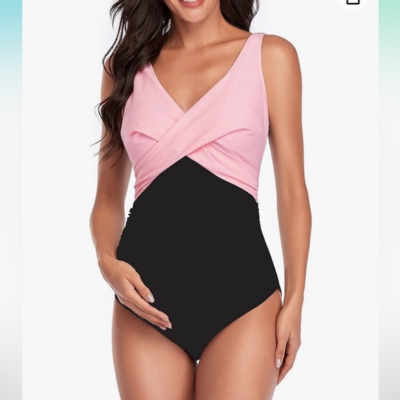 Pink Maternity one piece bathing suit - Picture 2 of 4